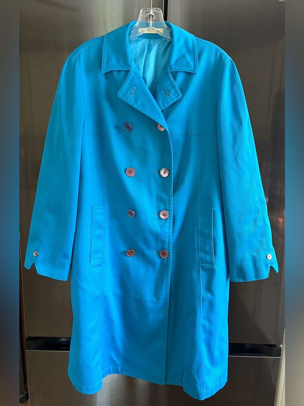 VTG Rare 60s Misty Harbor Turquoise Trench Coat Boatswain Twill Mod EUC Sz 12